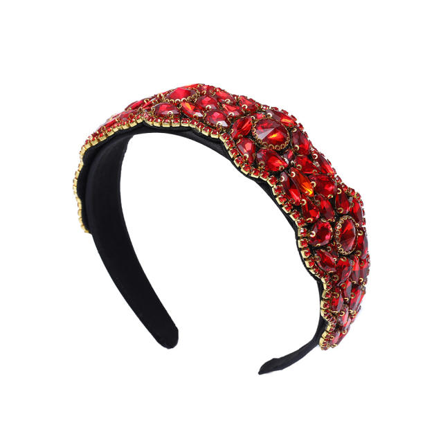 Luxury color glass crystal statement baroque vintage headband