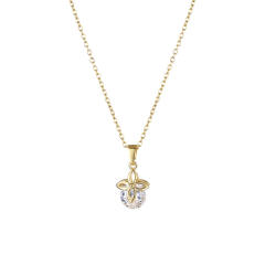 Korean fashion diamond clover stainless steel chain necklace