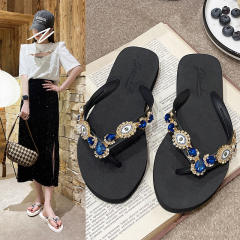 Vintage evil eye blue eye glass crystal diamond flip flops
