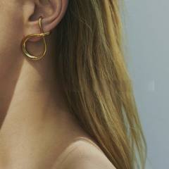 18K real gold plated geometric twisted ear wrap