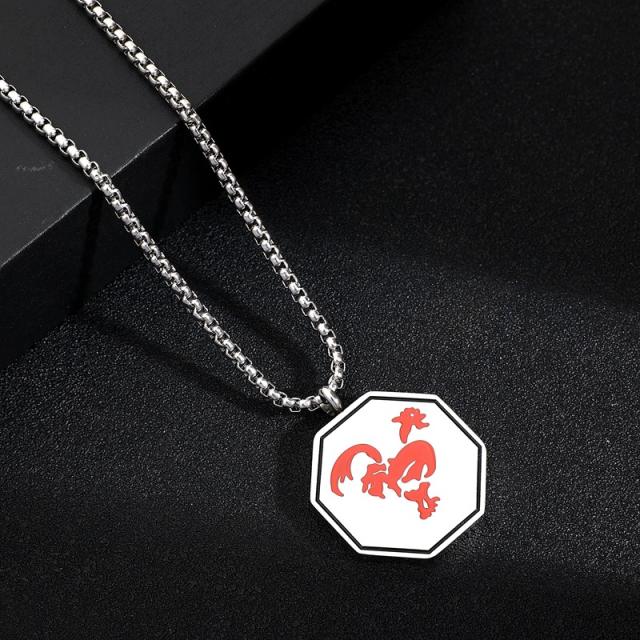 Comic personality chinese zodiac pendant stainless steel necklace for men