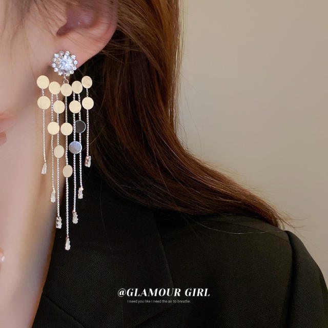 Popular gliter tassel long earrings