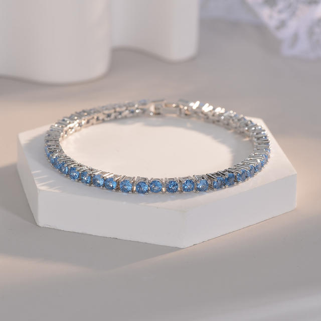 3mm Color cz delicate copper tennis bracelet