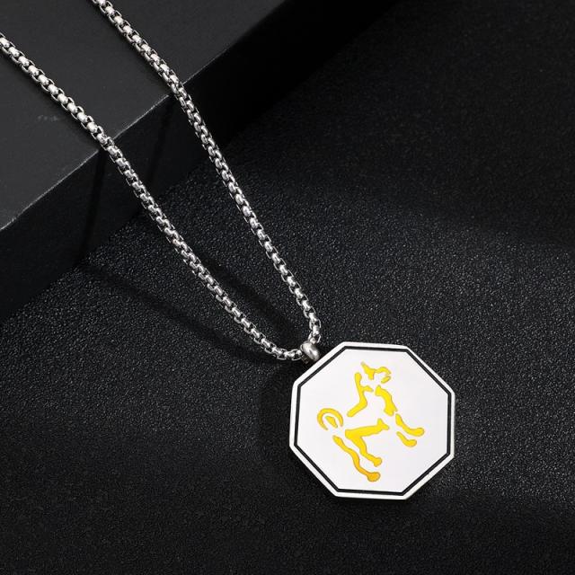 Comic personality chinese zodiac pendant stainless steel necklace for men