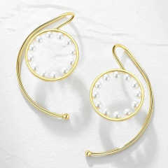 Personality 18K real gold plated copper pearl bead ear wrap ear cuff