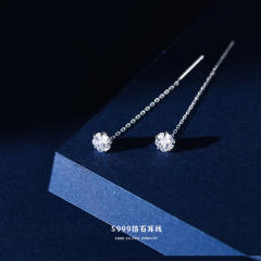 999 sterling silver diamond chic threader earrings