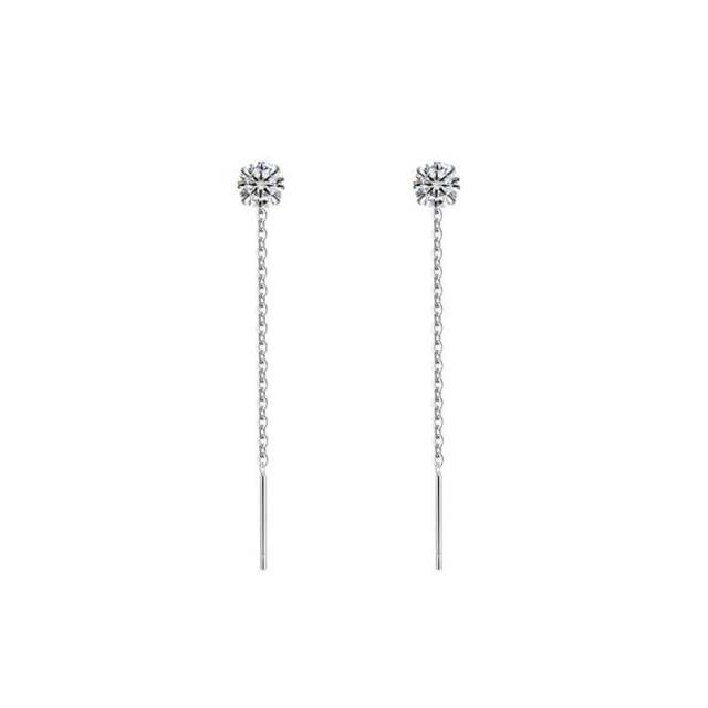 999 sterling silver diamond chic threader earrings