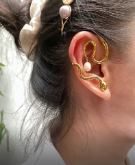 18K real gold plated snake shape copper ear wrap