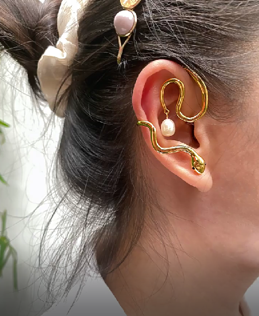 18K real gold plated snake shape copper ear wrap