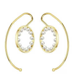 Personality 18K real gold plated copper pearl bead ear wrap ear cuff