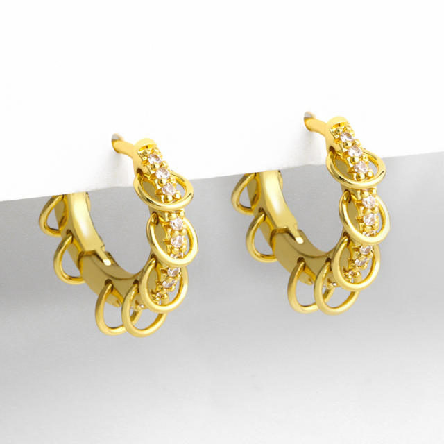 Punk trend personality gold plated copper huggie earrings