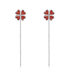 925 sterling silver black clover chic threader earrings