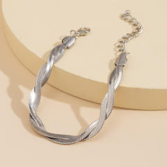 Concise snake chain twisted metal choker necklace set