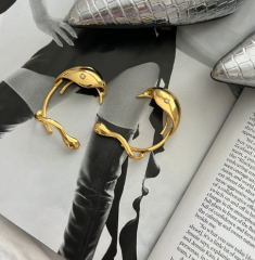 18K gold plated copper unique geometric ear wrap