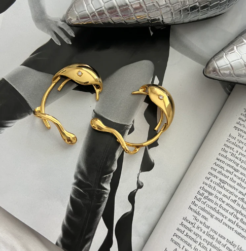 18K gold plated copper unique geometric ear wrap