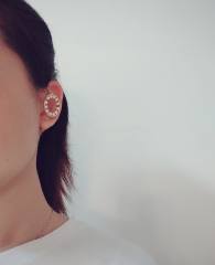 Personality 18K real gold plated copper pearl bead ear wrap ear cuff