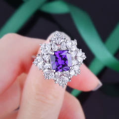 Luxury amethyst cubic zircon statement angel wing copper necklace set