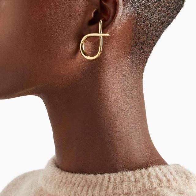 18K real gold plated geometric twisted ear wrap