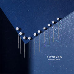 999 sterling silver diamond chic threader earrings