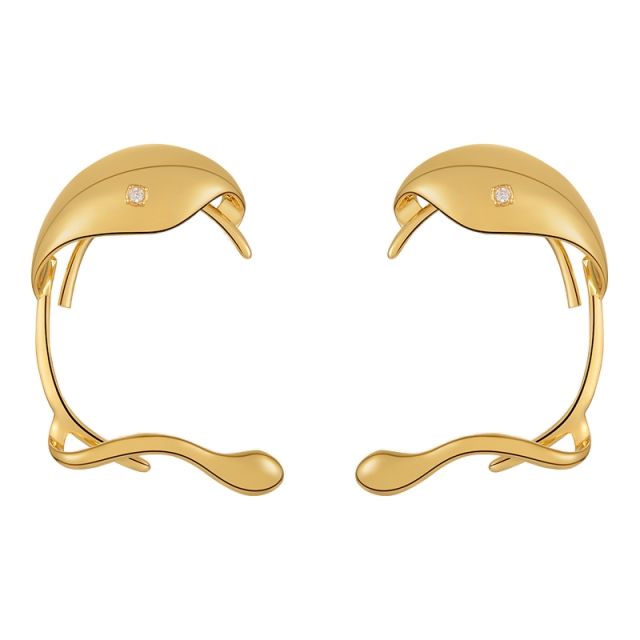 18K gold plated copper unique geometric ear wrap