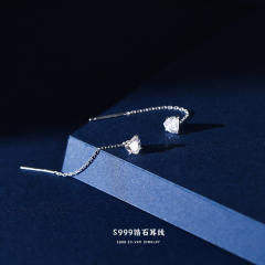 999 sterling silver diamond chic threader earrings