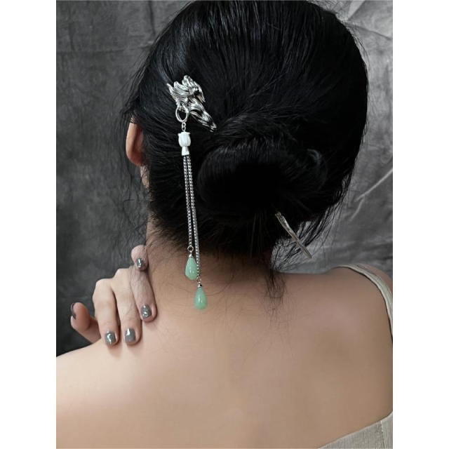 Chinese trend silver color metal hair sticks