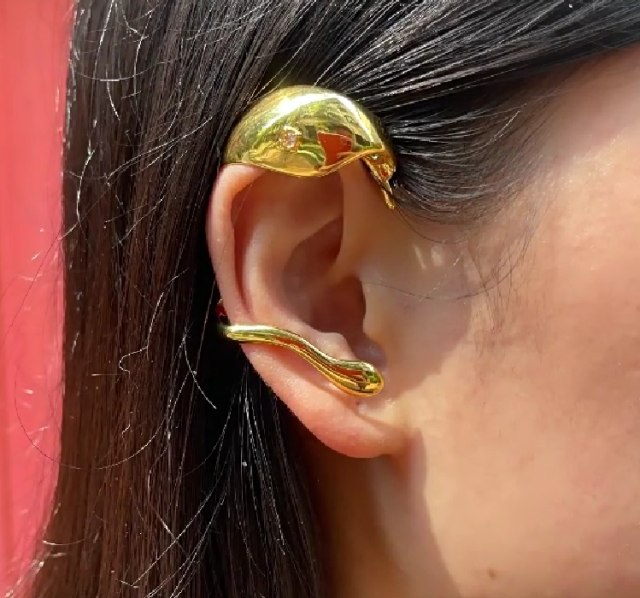 18K gold plated copper unique geometric ear wrap