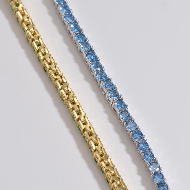 3mm Color cz delicate copper tennis bracelet