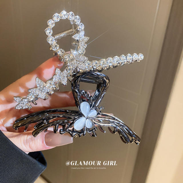 Delicate diamond butterfly hair claw clips