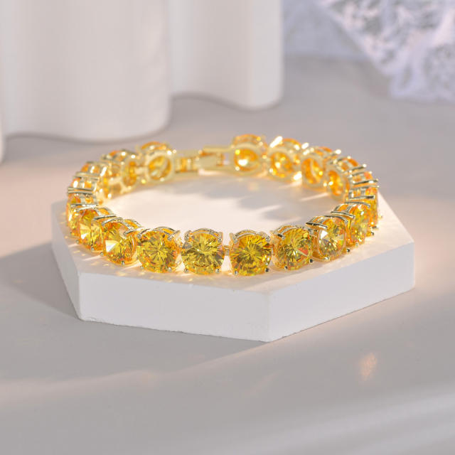 Delicate color cubic zircon copper tennis bracelet