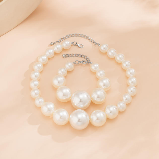 Personality plastic pearl bead necklace set