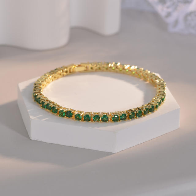 3mm Color cz delicate copper tennis bracelet
