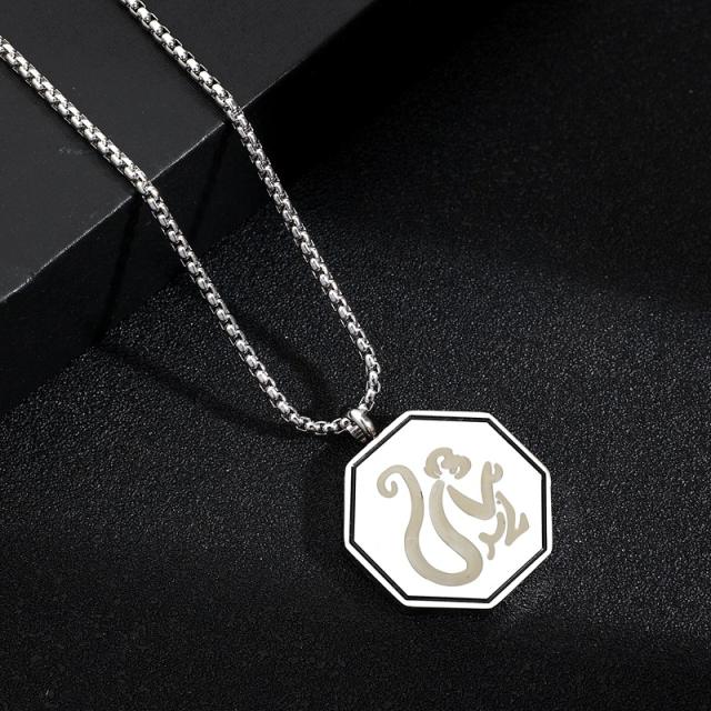 Comic personality chinese zodiac pendant stainless steel necklace for men