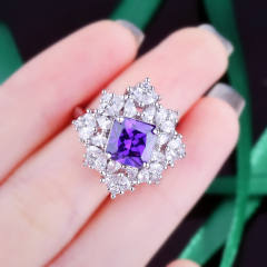 Luxury amethyst cubic zircon statement angel wing copper necklace set