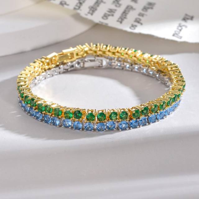 3mm Color cz delicate copper tennis bracelet