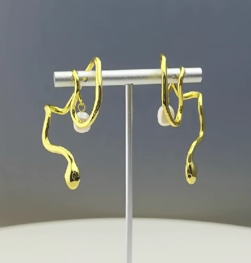18K real gold plated snake shape copper ear wrap
