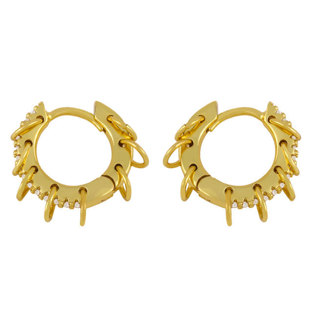 Punk trend personality gold plated copper huggie earrings