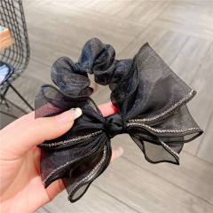 Concise elegant mesh bow scrunchies