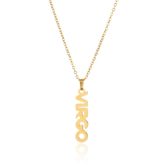 18K gold plated stainless steel zodiac pendant necklace