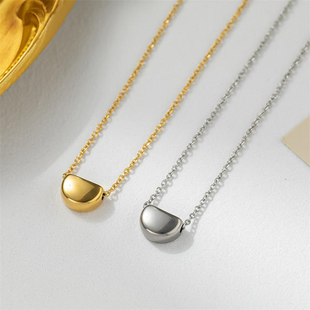 Concise jequirity bean dainty stainless steel necklace