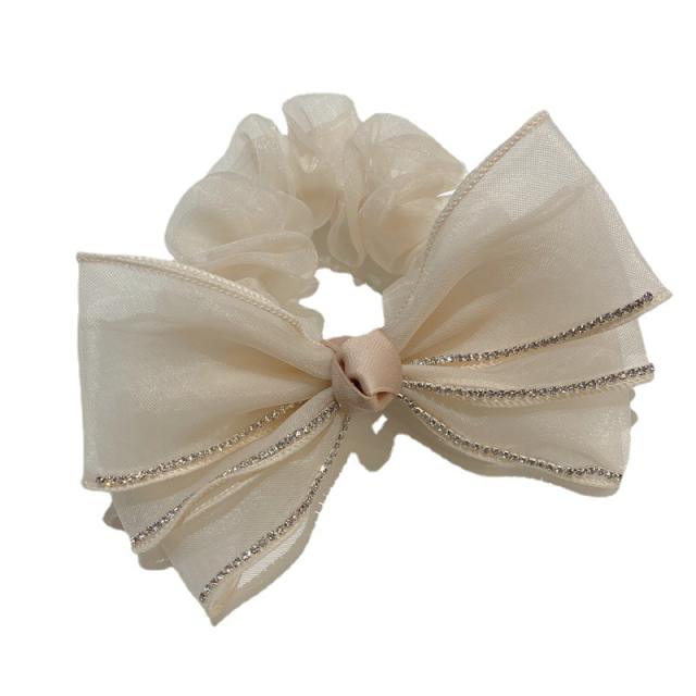 Concise elegant mesh bow scrunchies