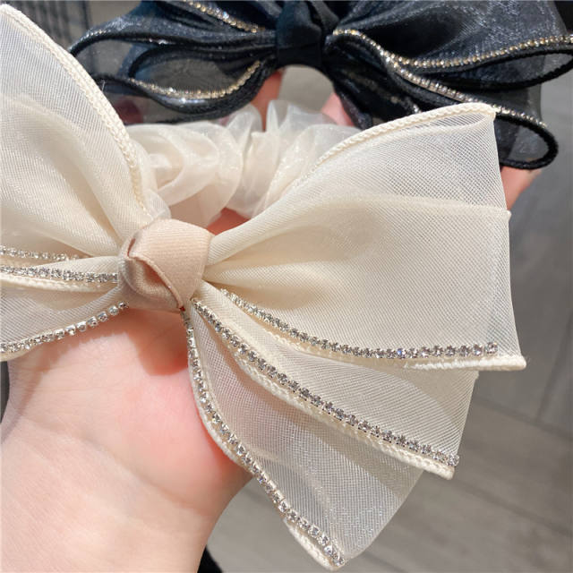 Concise elegant mesh bow scrunchies