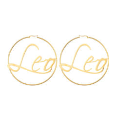 18K gold plated zodiac stainless steel hoop earrings