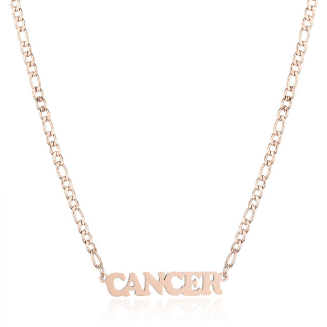 304 stainless steel figaro chain zodiac necklace