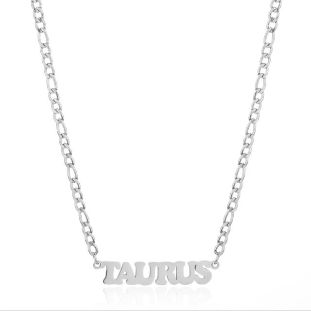 304 stainless steel figaro chain zodiac necklace