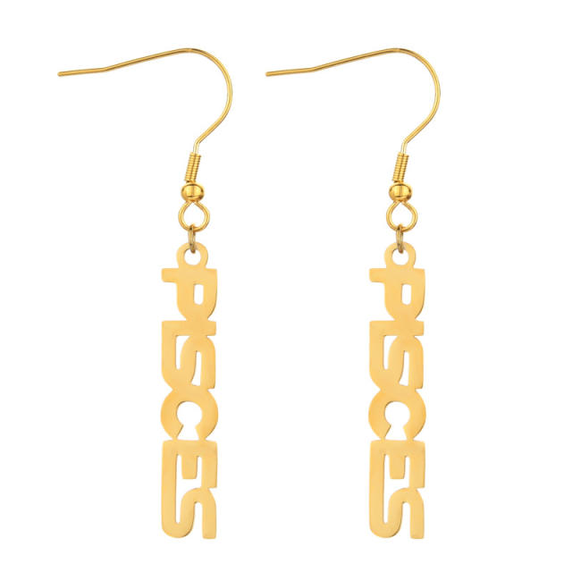 18K gold plated zodiac stainless steel earrings