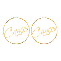 18K gold plated zodiac stainless steel hoop earrings
