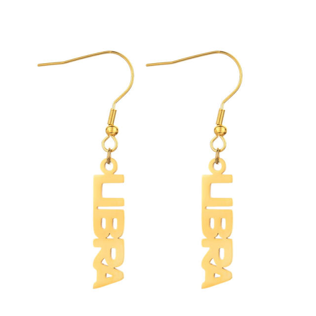 18K gold plated zodiac stainless steel earrings