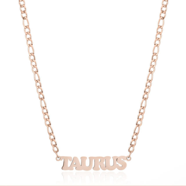 304 stainless steel figaro chain zodiac necklace