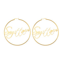 18K gold plated zodiac stainless steel hoop earrings
